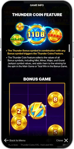 Thunder Coins XXL informazioni sul gioco